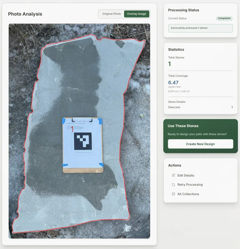 Irregular stones detected, measured, and separated by Hardscape Genius